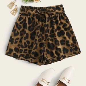 NEW Leopard Print Belted Wide Leg Shorts